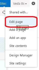 settings and edit the page